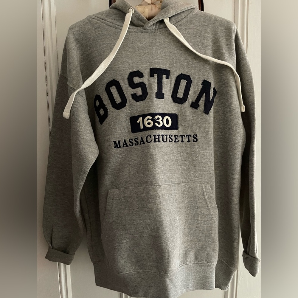 Authentic 1630 Boston Massachusetts Pullover Hoodie Bay State Gear Gray Size S